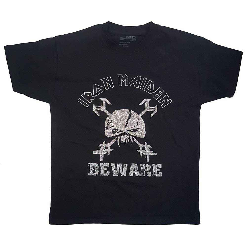 Iron Maiden Kids T-Shirt: Beware Glitter Print (Black) (Embellished)