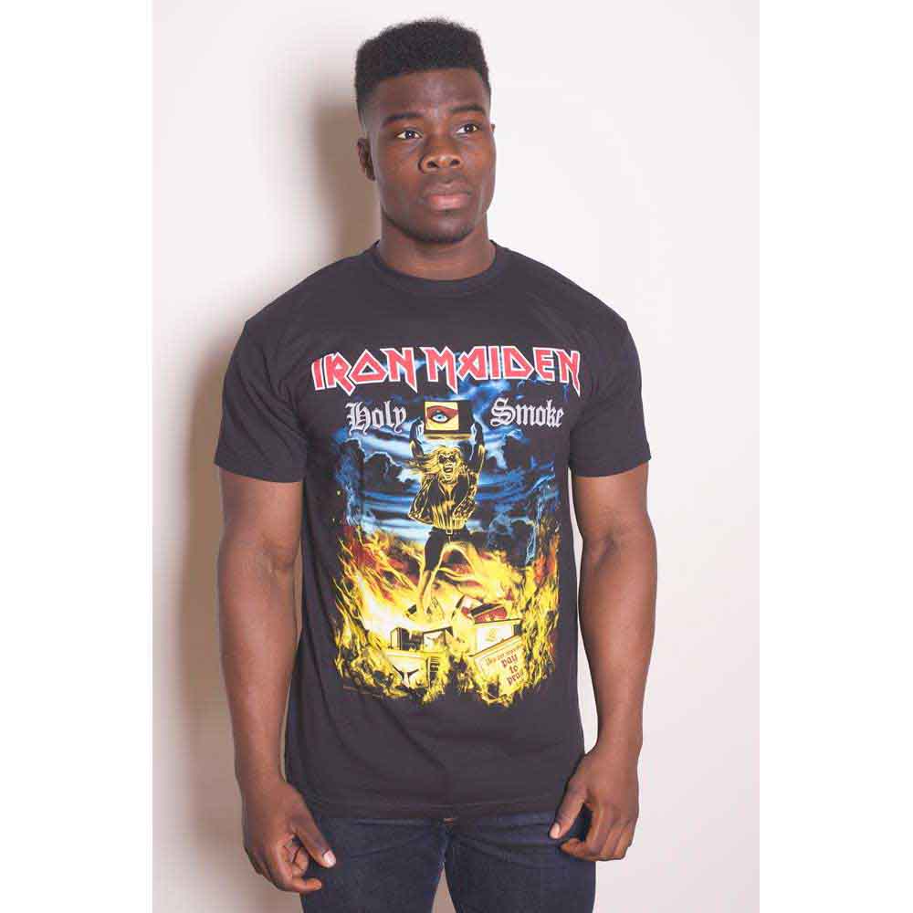 Iron Maiden Unisex T-Shirt: Holy Smoke (Black)