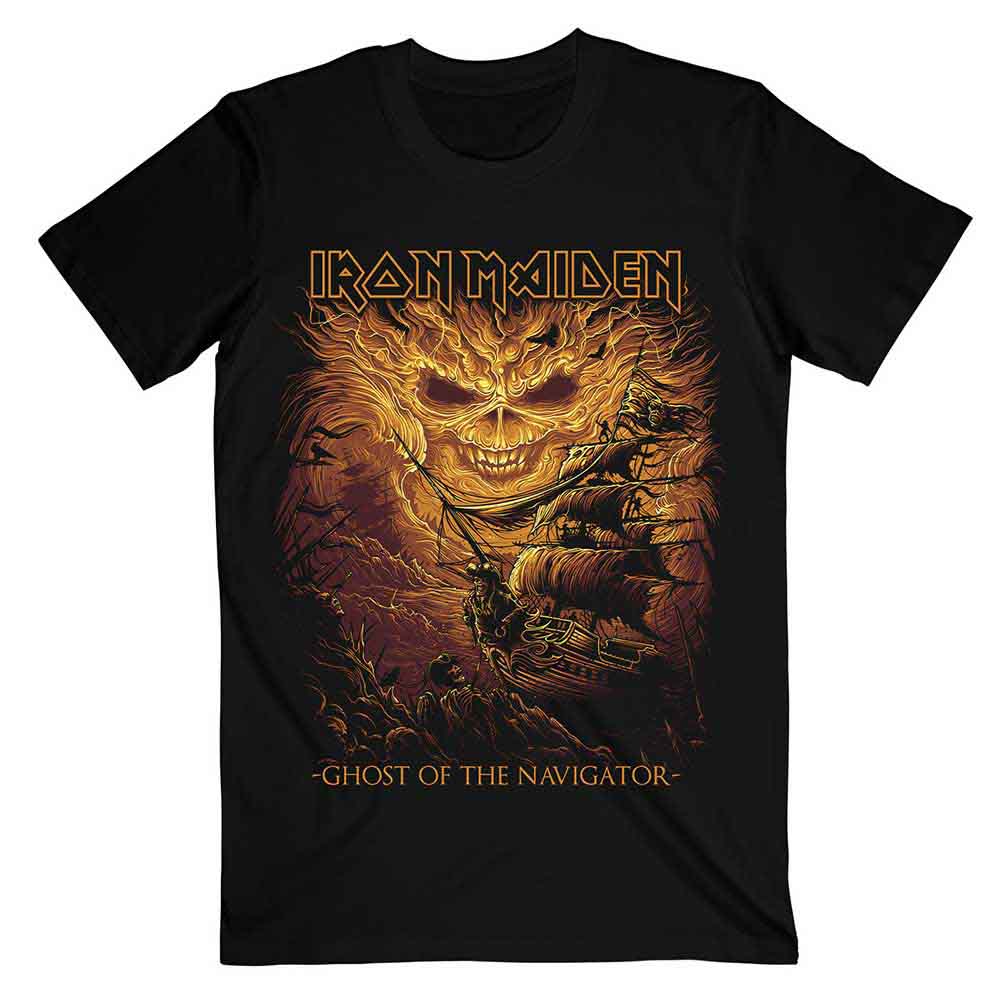 Iron Maiden Unisex T-Shirt: Ghost of the Navigator (Black)