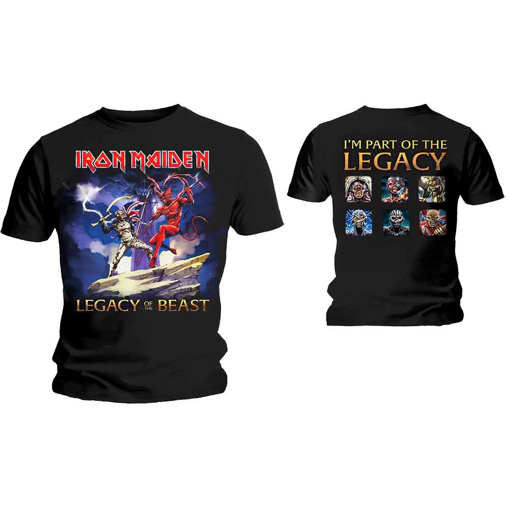 Iron Maiden Unisex T-Shirt: Legacy Beast Fight (Black) (Back Print)