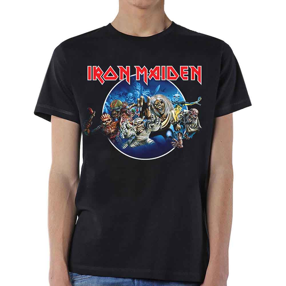 Iron Maiden Unisex T-Shirt: Wasted Years Circle (Black)
