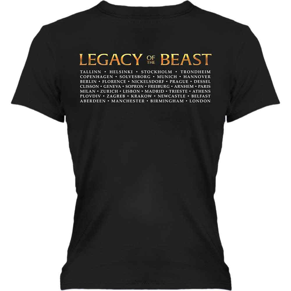 Iron Maiden Ladies T-Shirt: Legacy of the Beast Tour (Black) (Back Print)