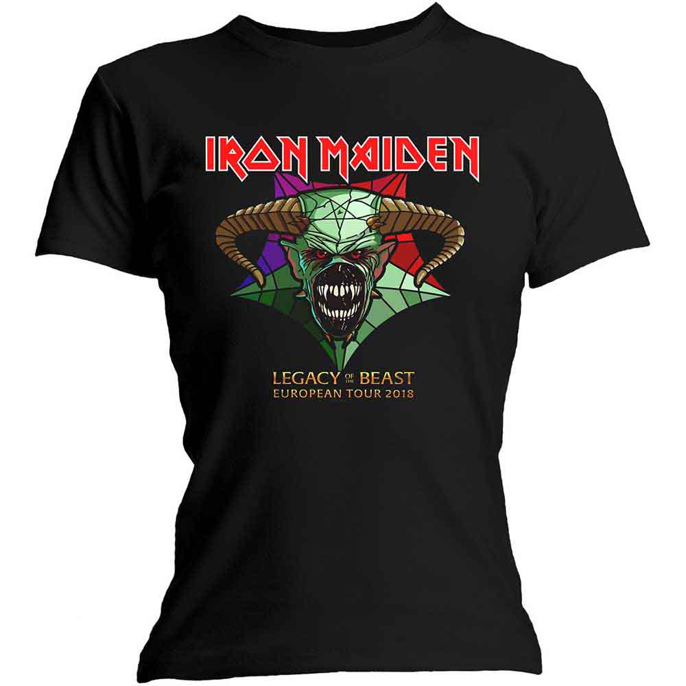 Iron Maiden Ladies T-Shirt: Legacy of the Beast Tour (Black) (Back Print)
