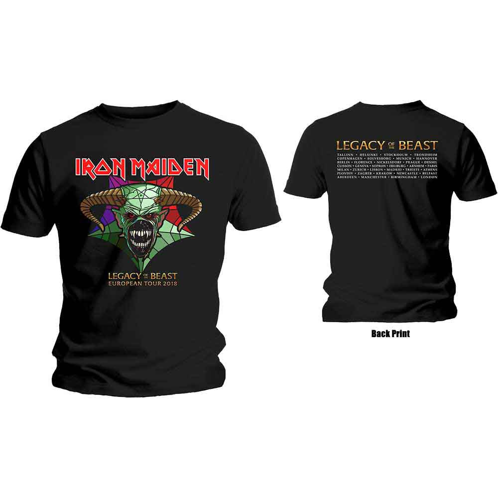 Iron Maiden Unisex T-Shirt: Legacy of the Beast Tour (Black) (Back Print)