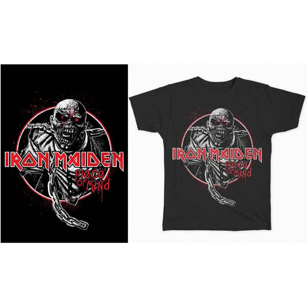 Iron Maiden Unisex T-Shirt: Piece of Mind Circle (Black)