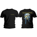 Iron Maiden Unisex T-Shirt: Powerslave Head & Logo (Black) (Back Print)