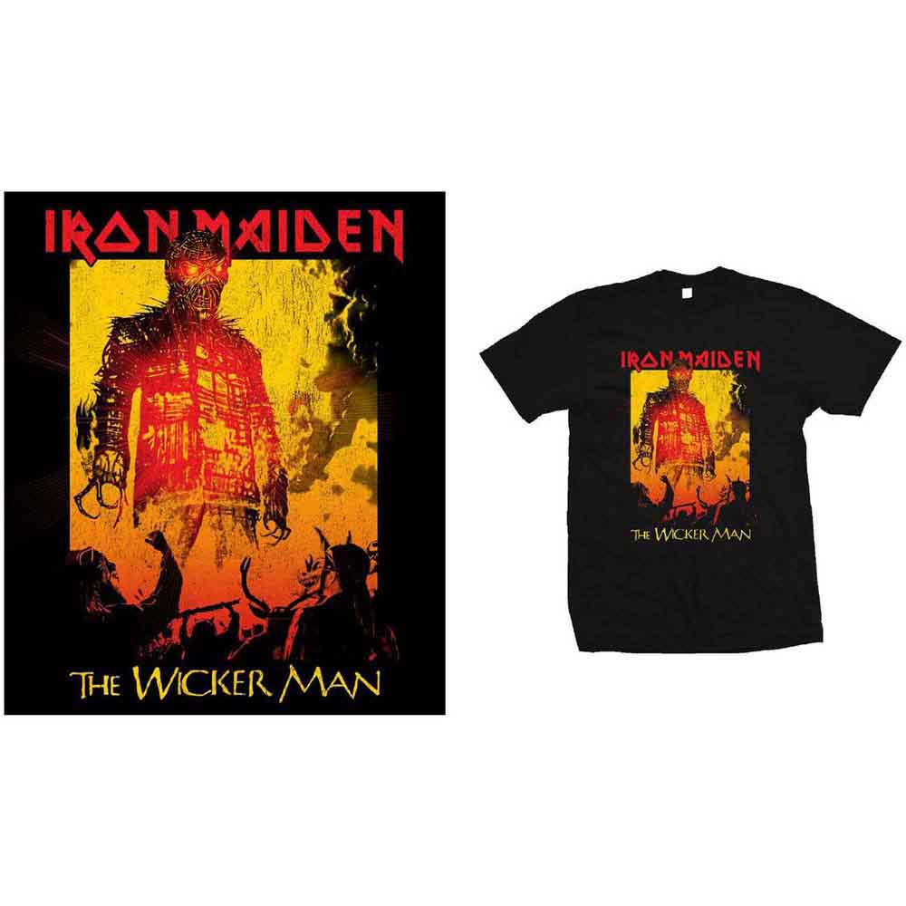 Iron Maiden Unisex T-Shirt: The Wicker Man Fire (Black)