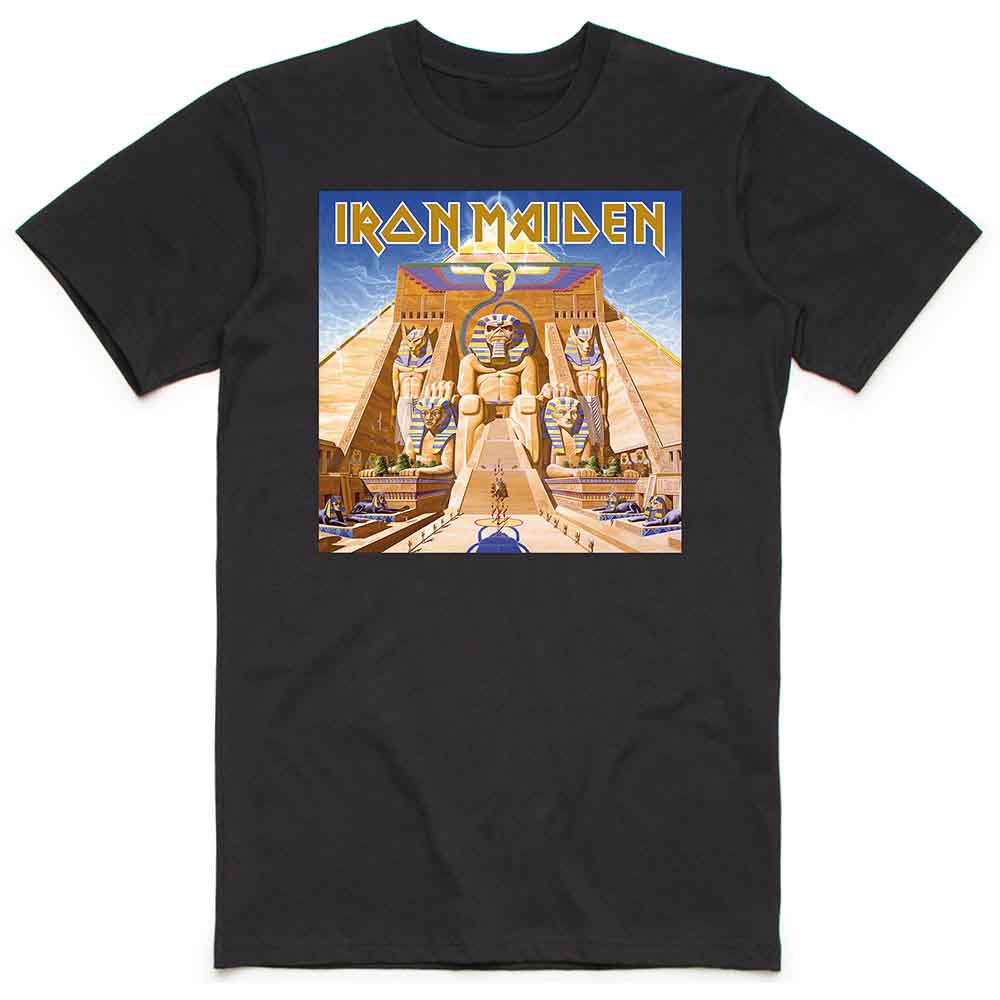 Iron Maiden Unisex T-Shirt: Powerslave Album Cover Box (Black)