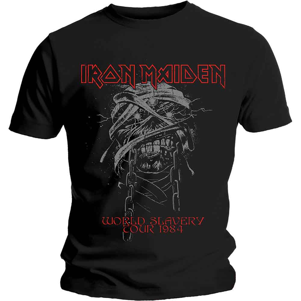 Iron Maiden Unisex T-Shirt: World Slavery 1984 Tour (Black)