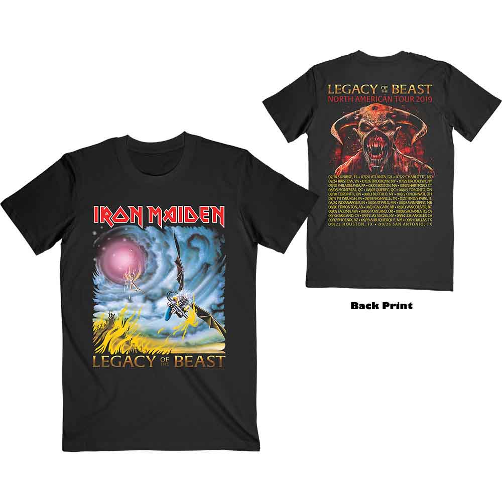 Iron Maiden Unisex T-Shirt: The Flight of Icarus (Black) (Back Print)