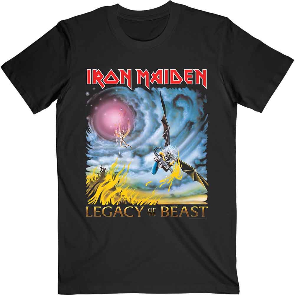 Iron Maiden Unisex T-Shirt: The Flight of Icarus (Black) (Back Print)