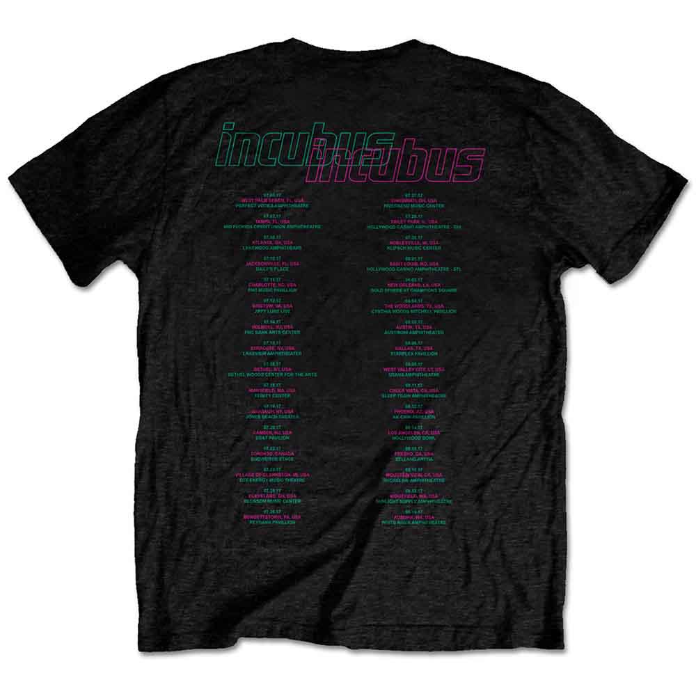 Incubus Unisex T-Shirt: 17 Tour (Black) (Back Print)