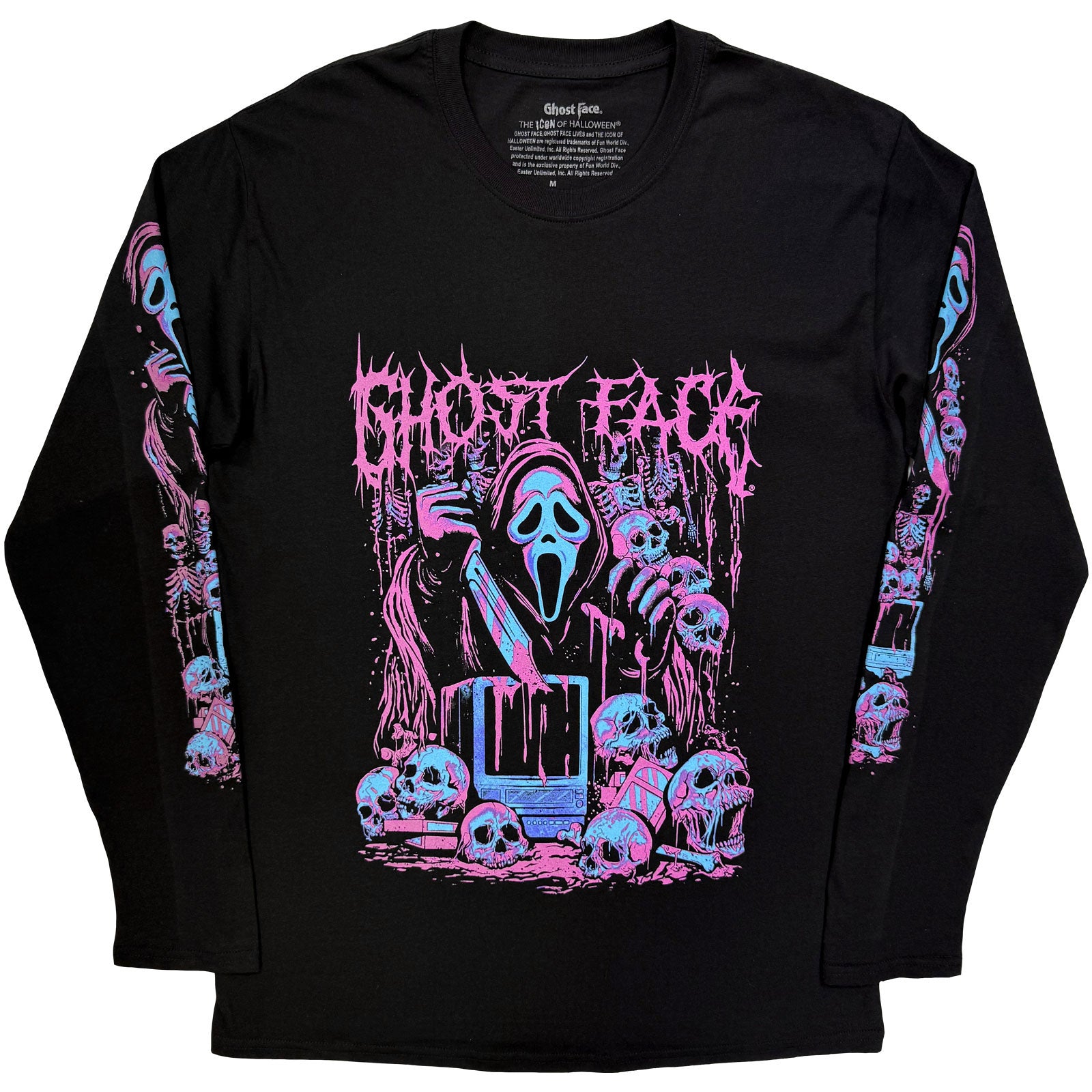 Ghostface Unisex Long Sleeve T-Shirt: Metal (Black)