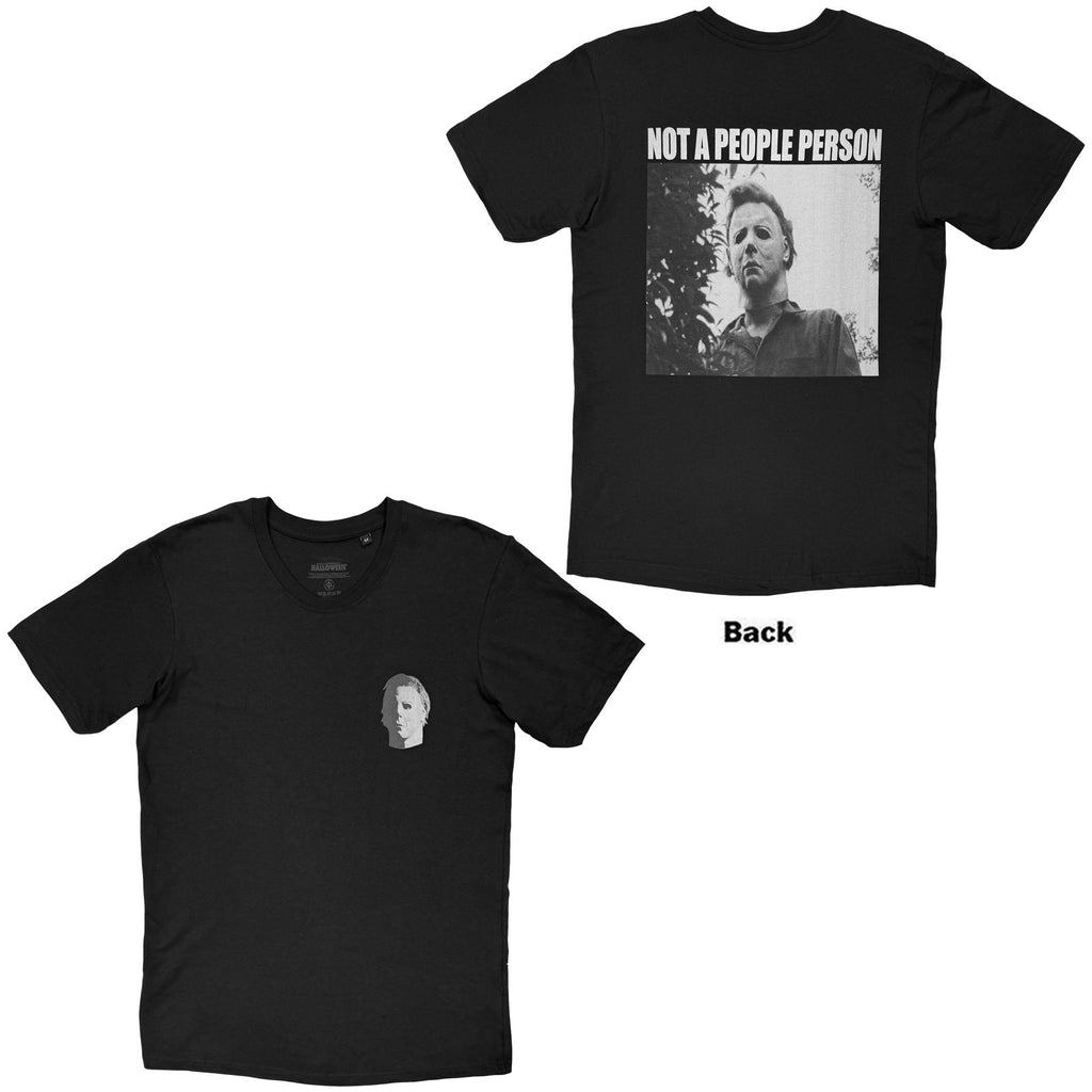 Halloween Unisex T-Shirt: Myers Not A People Person (Back Print) (Black)