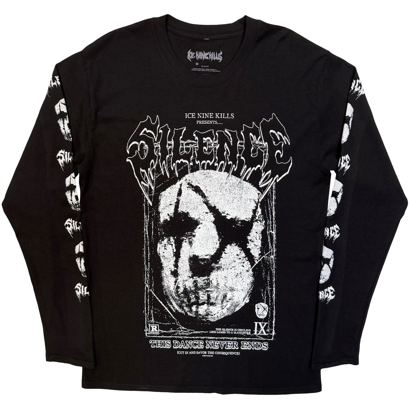 Ice Nine Kills Unisex Long Sleeve T-Shirt: The Dance Never Ends (Black) (Sleeve Print)