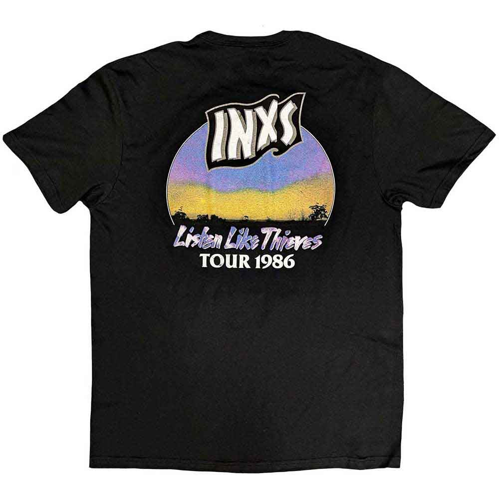 INXS Unisex T-Shirt: Listen Like Thieves Tour (Black) (Back Print)