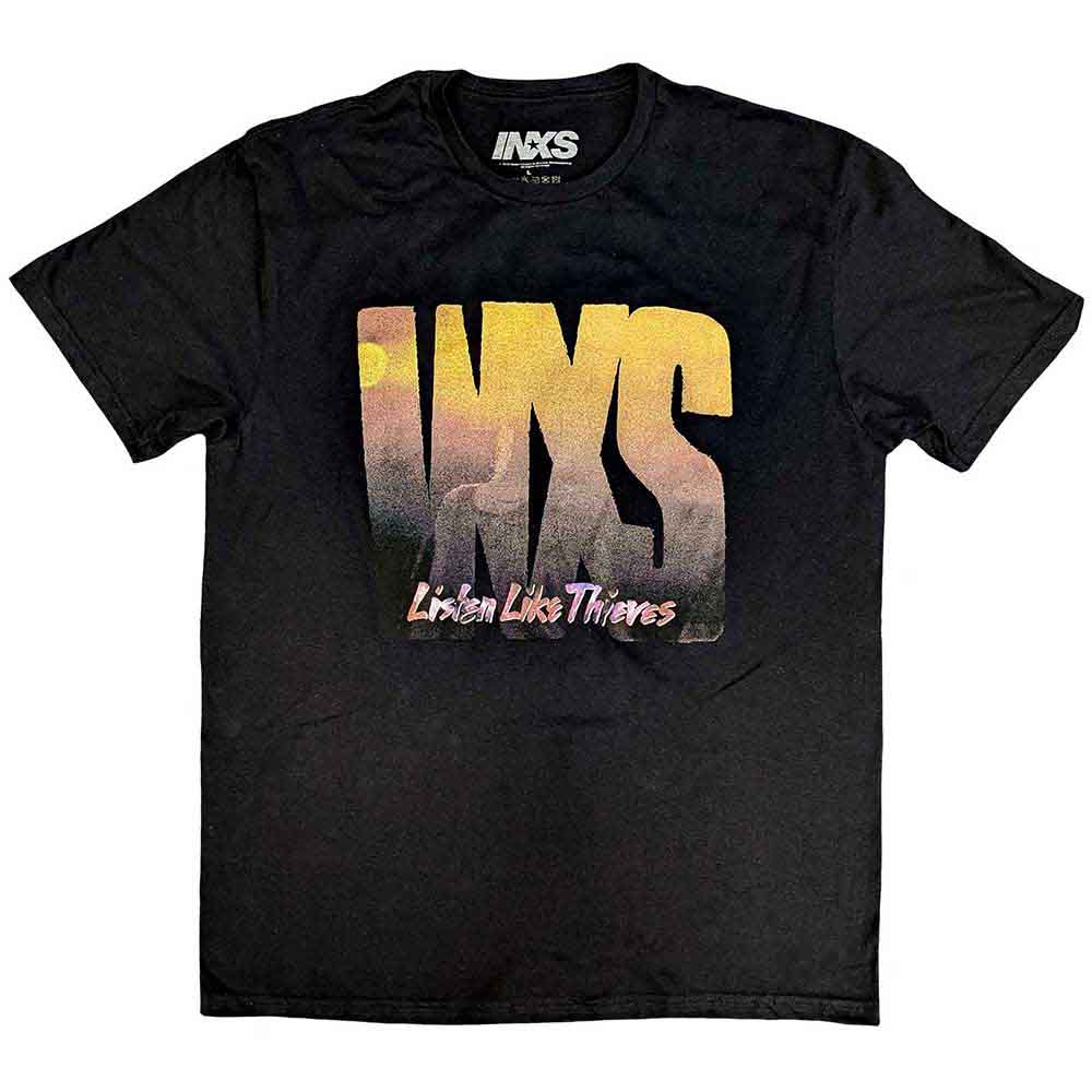 INXS Unisex T-Shirt: Listen Like Thieves Tour (Black) (Back Print)