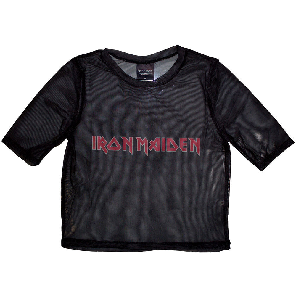 Iron Maiden: Logo Ladies Mesh Crop Top (Black)