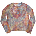 James Brown Ladies Long Sleeve Mesh Crop Top: Funky (Light Blue)