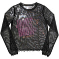 James Brown Ladies Long Sleeve Mesh Crop Top: Mr Dynamite (Black)