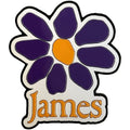 James Fridge Magnet: Orange Logo Purple Daisy (Orange)