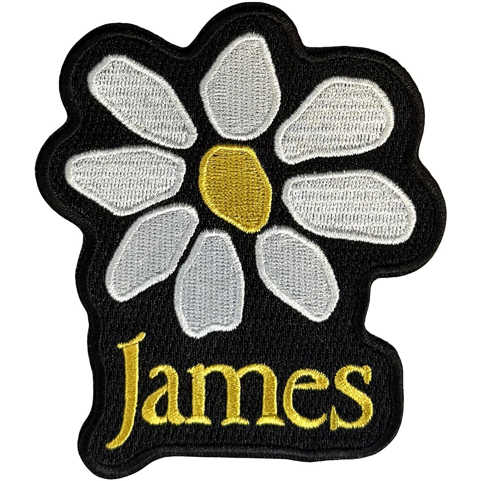 James Woven Patch: Yellow Logo White Daisy