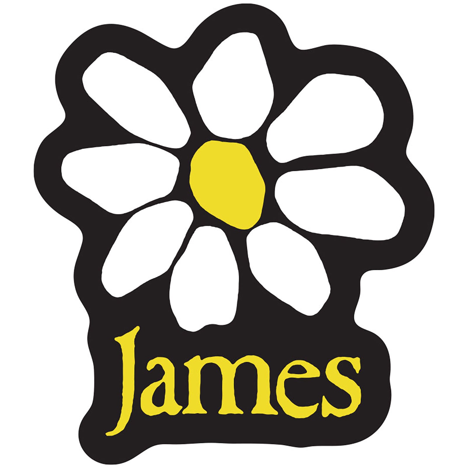 James Sticker: Yellow Logo White Daisy