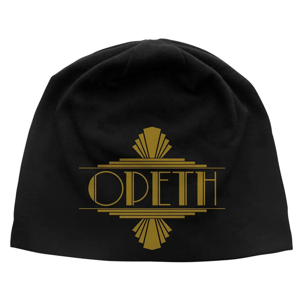 Opeth Unisex Beanie Hat: Art Deco Logo JD Print (Black)