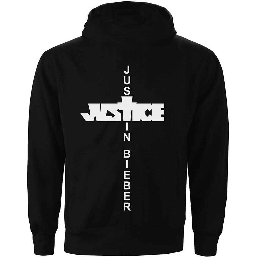 Justin Bieber Unisex Pullover Hoodie: Justice (Black) (Back Print)