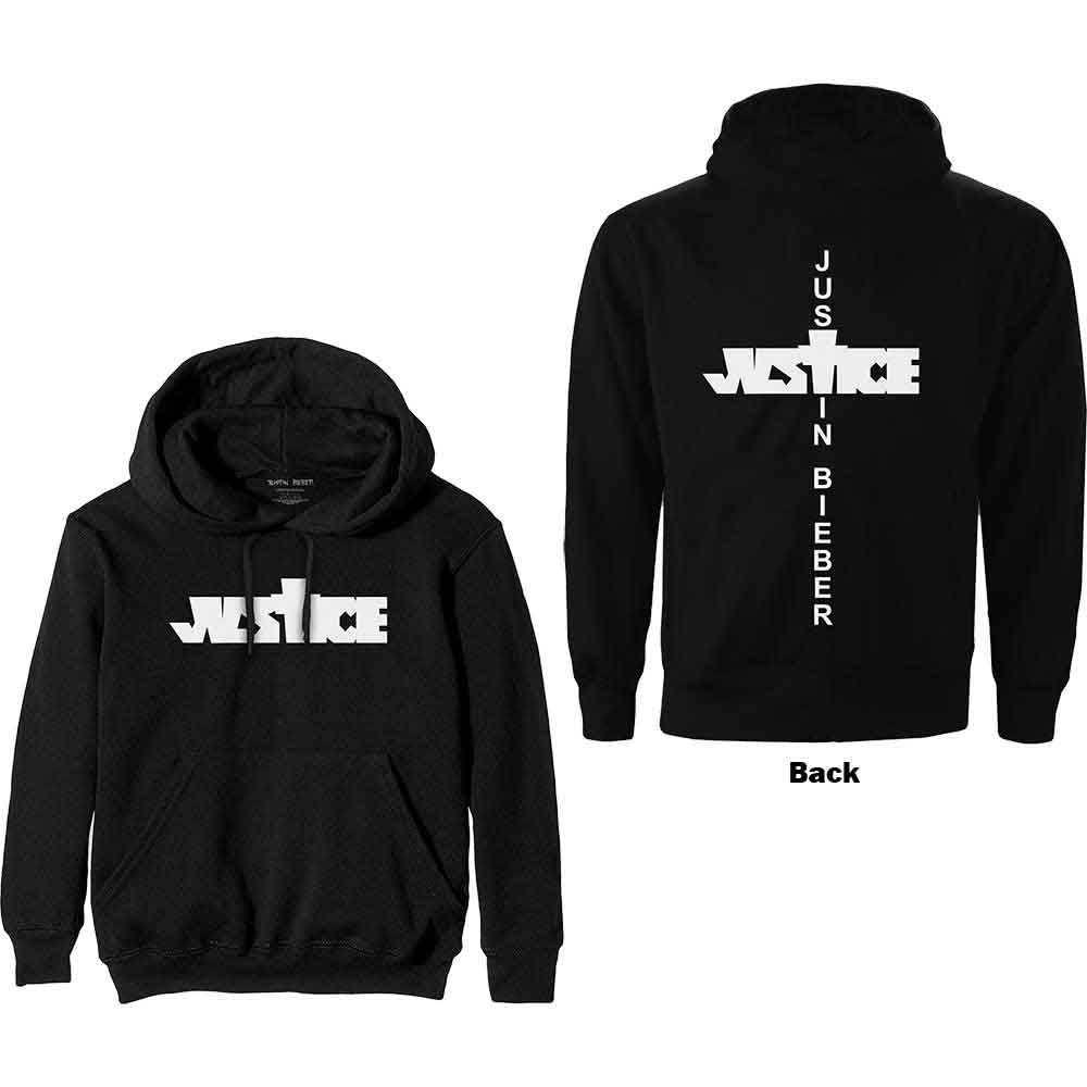 Justin Bieber Unisex Pullover Hoodie: Justice (Black) (Back Print)