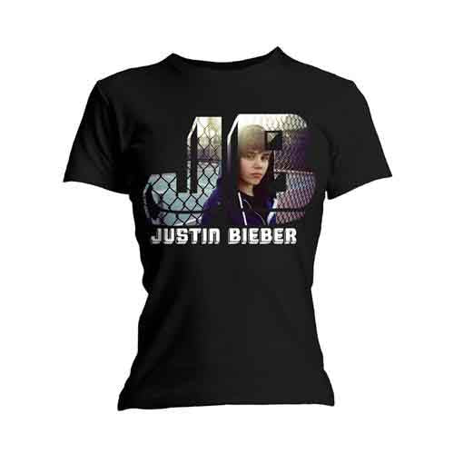 Justin Bieber Ladies T-Shirt: Photo Black (Black) (Skinny Fit)