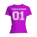 Justin Bieber Ladies T-Shirt: Team Bieber (Fuchsia Pink) (Skinny Fit)