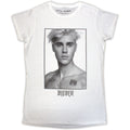 Justin Bieber Ladies T-Shirt: Sorry Ladies (White) (Back Print)