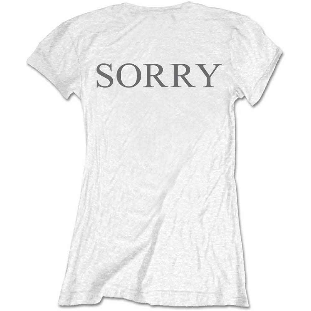 Justin Bieber Ladies T-Shirt: Sorry Ladies (White) (Back Print)