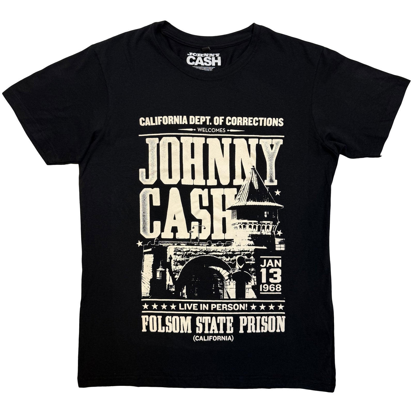 Johnny Cash Unisex Premium Carbon T-Shirt: Prison Poster (Black)