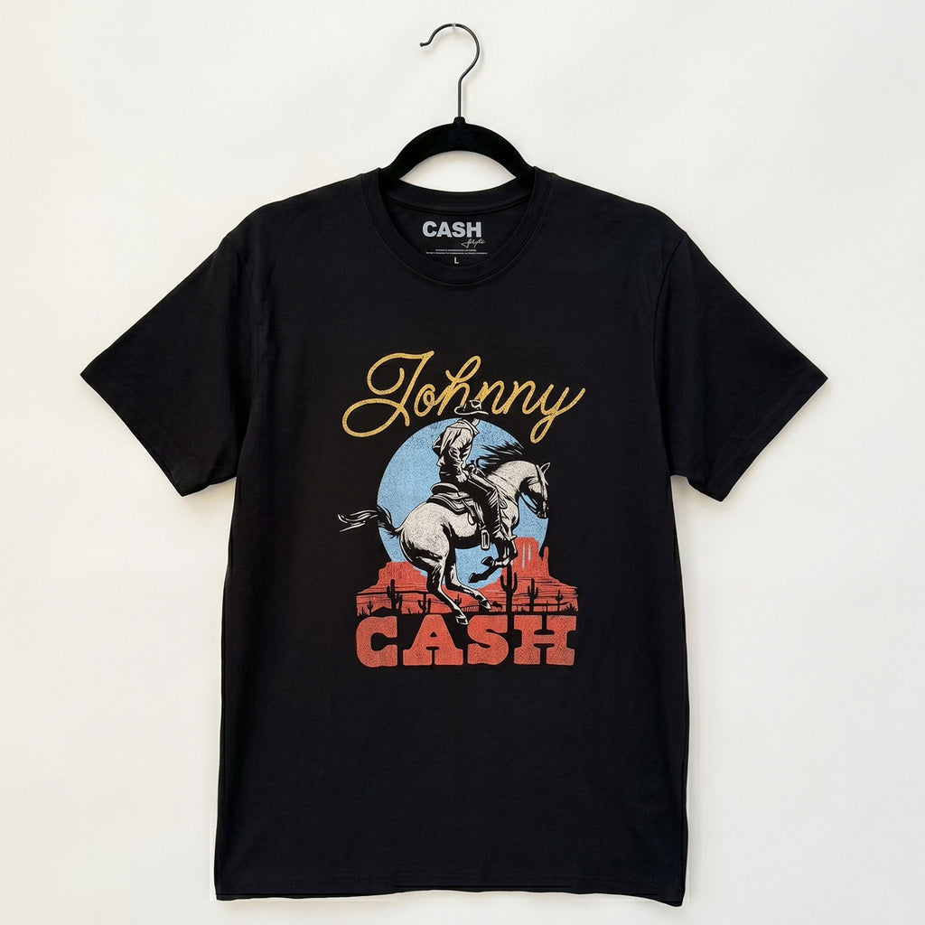 Johnny Cash Unisex Premium Carbon T-Shirt: Cowboy (Black)
