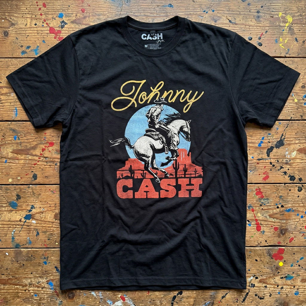 Johnny Cash Unisex Premium Carbon T-Shirt: Cowboy (Black)