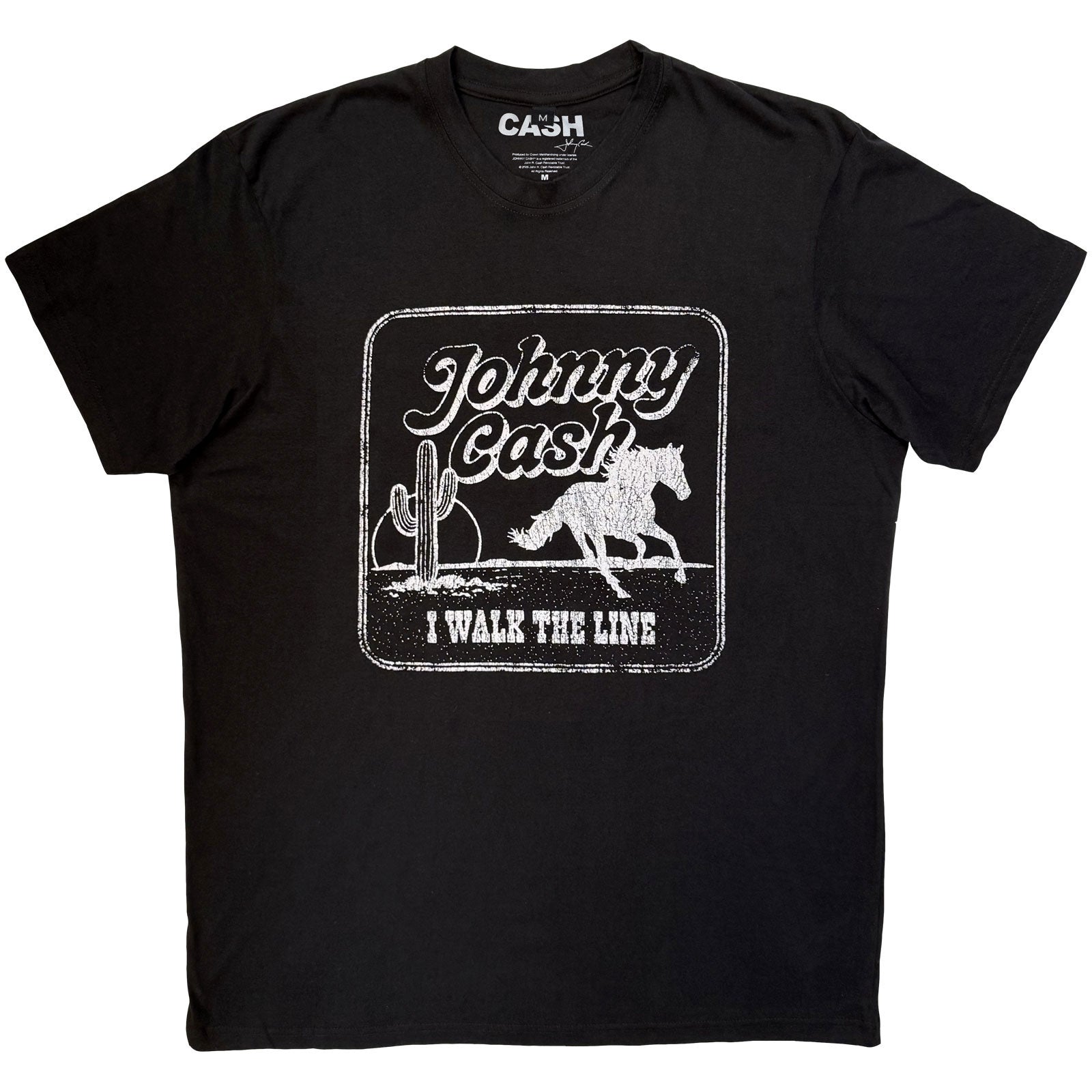 Johnny Cash Unisex Premium Carbon T-Shirt: I Walk The Line (Black)