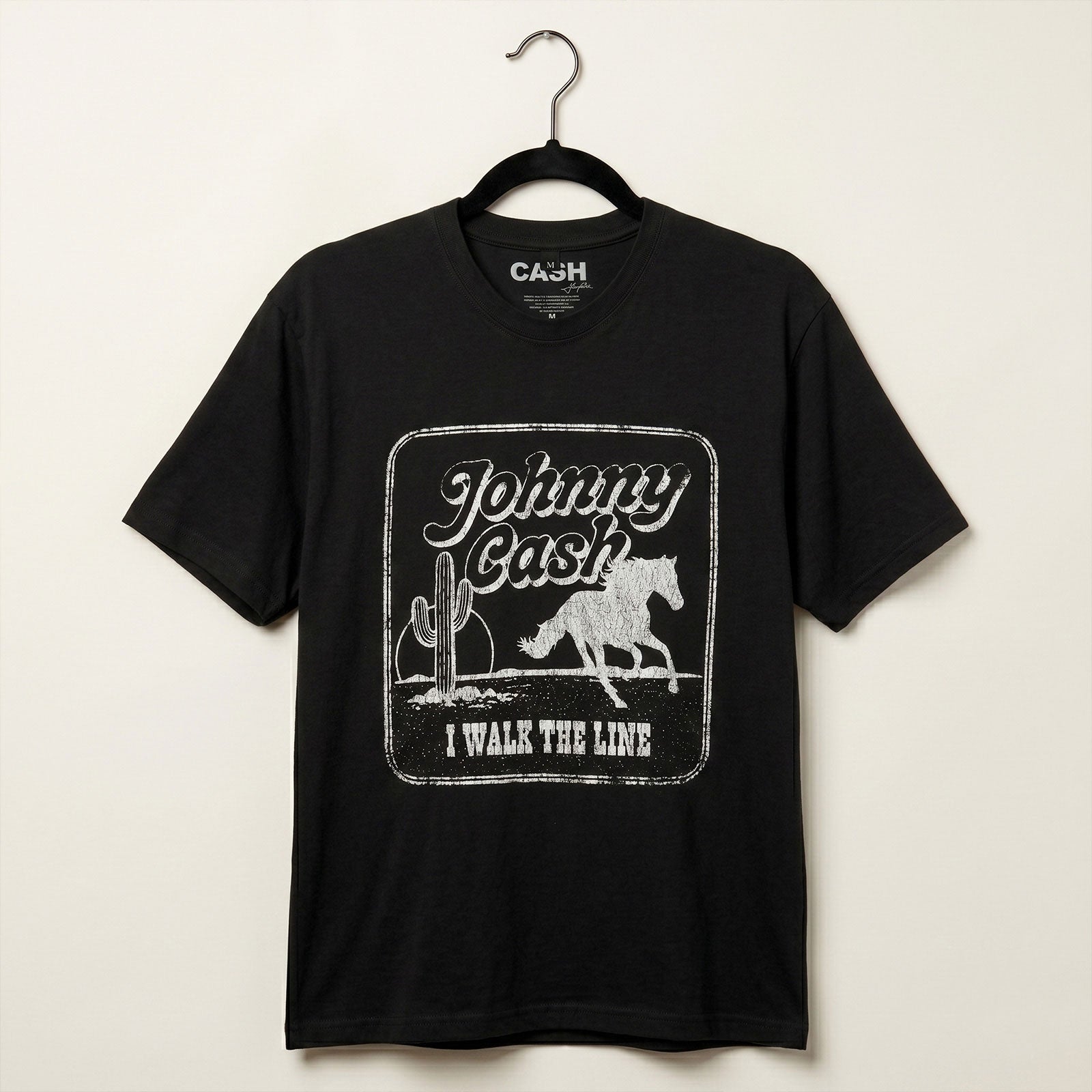 Johnny Cash Unisex Premium Carbon T-Shirt: I Walk The Line (Black)