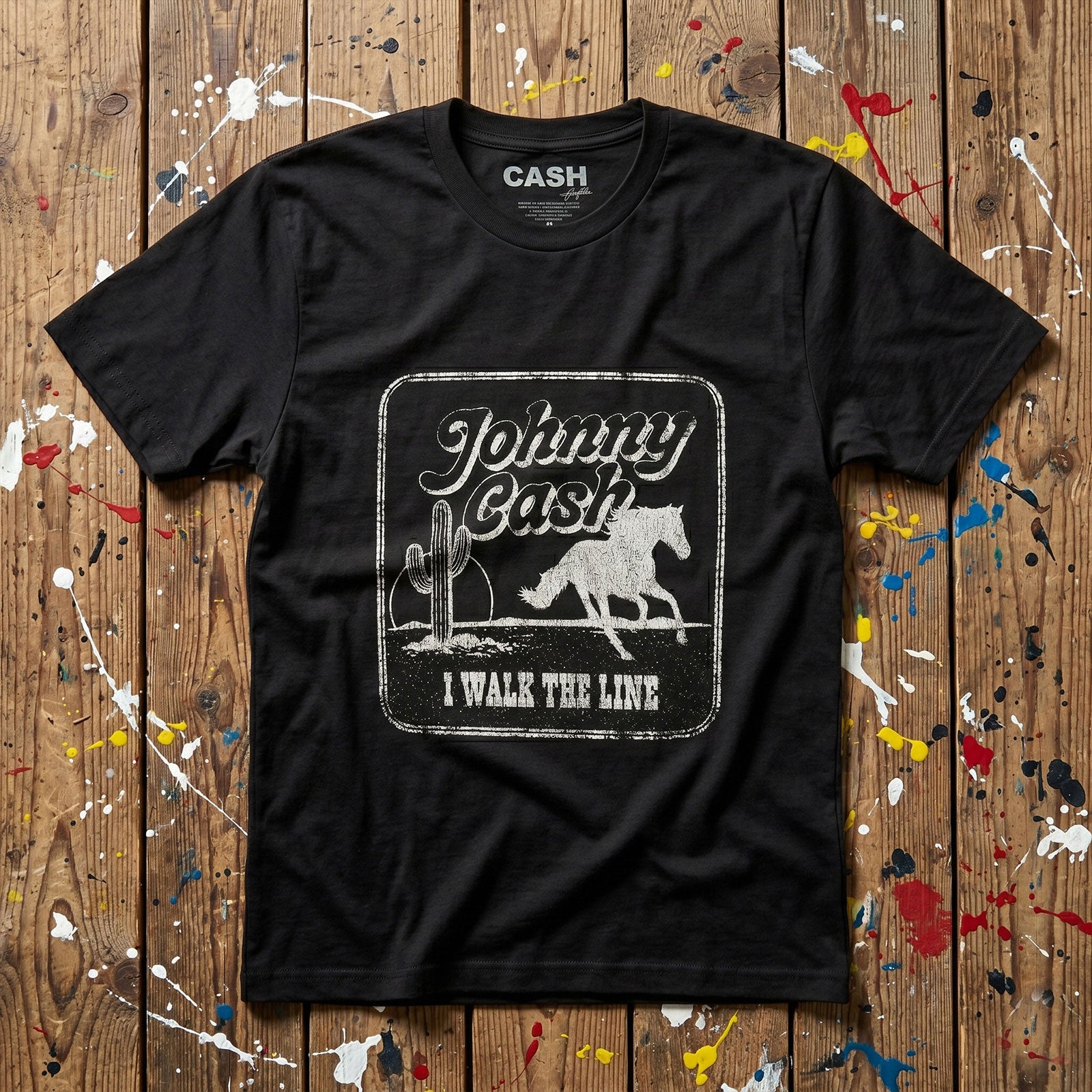 Johnny Cash Unisex Premium Carbon T-Shirt: I Walk The Line (Black)