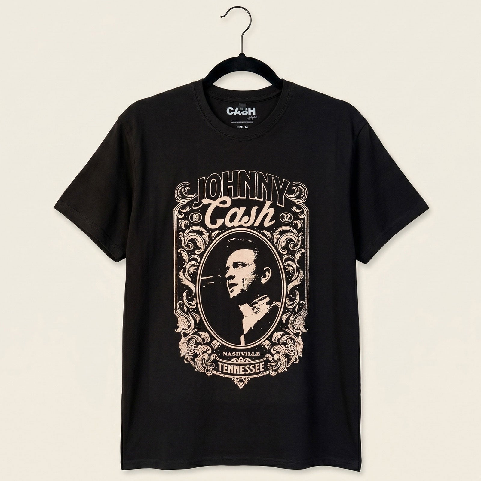 Johnny Cash Unisex Premium Carbon T-Shirt: Nashville (Black)