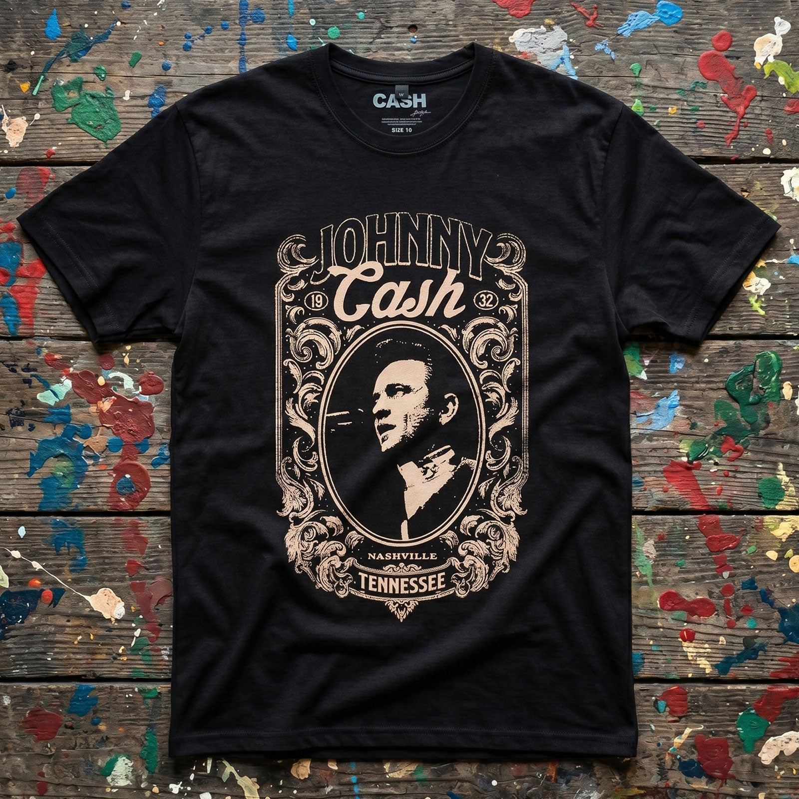 Johnny Cash Unisex Premium Carbon T-Shirt: Nashville (Black)