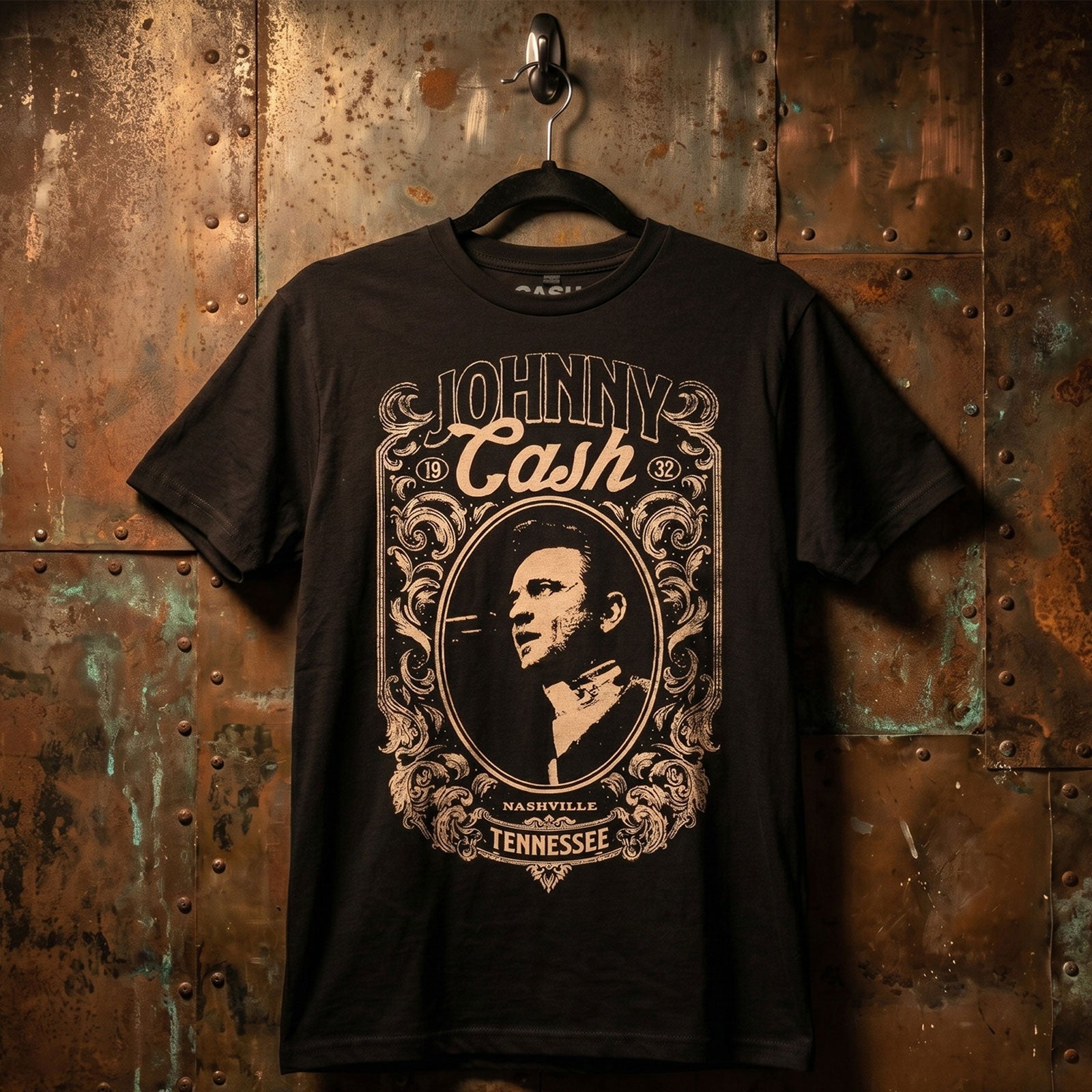 Johnny Cash Unisex Premium Carbon T-Shirt: Nashville (Black)