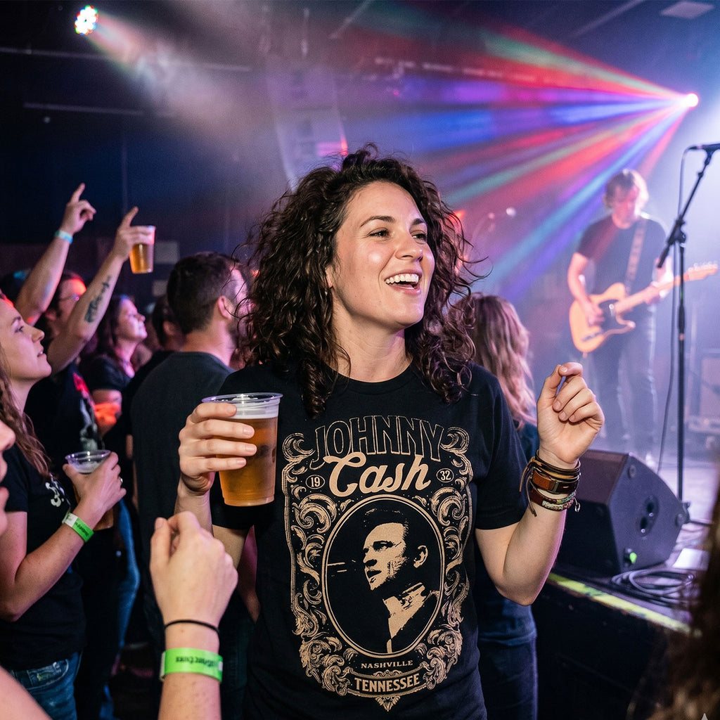 Johnny Cash Unisex Premium Carbon T-Shirt: Nashville (Black)
