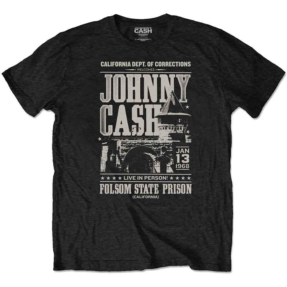 Johnny Cash Unisex T-Shirt: Prison Poster (Black)