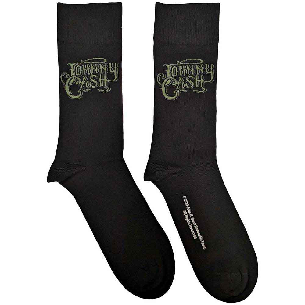 Johnny Cash Unisex Ankle Socks: Text Logo (Black) (UK Size 7 - 11)