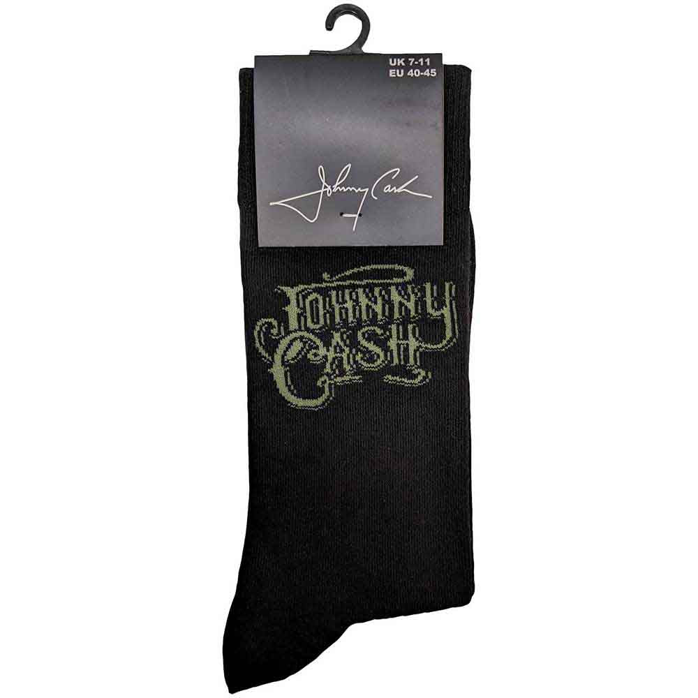 Johnny Cash Unisex Ankle Socks: Text Logo (Black) (UK Size 7 - 11)