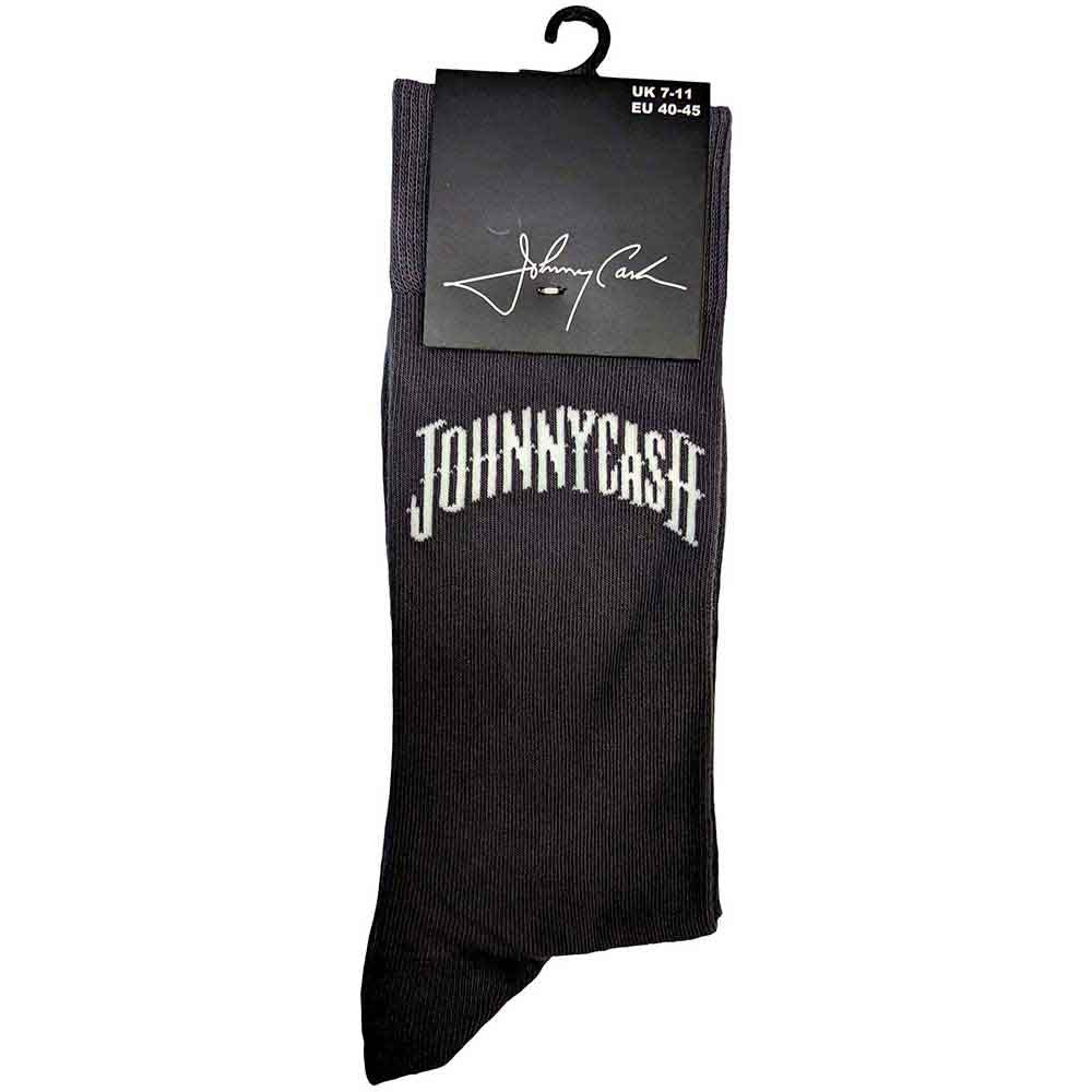 Johnny Cash Unisex Ankle Socks: Man In Black Logo (Charcoal Grey) (UK Size 7 - 11)
