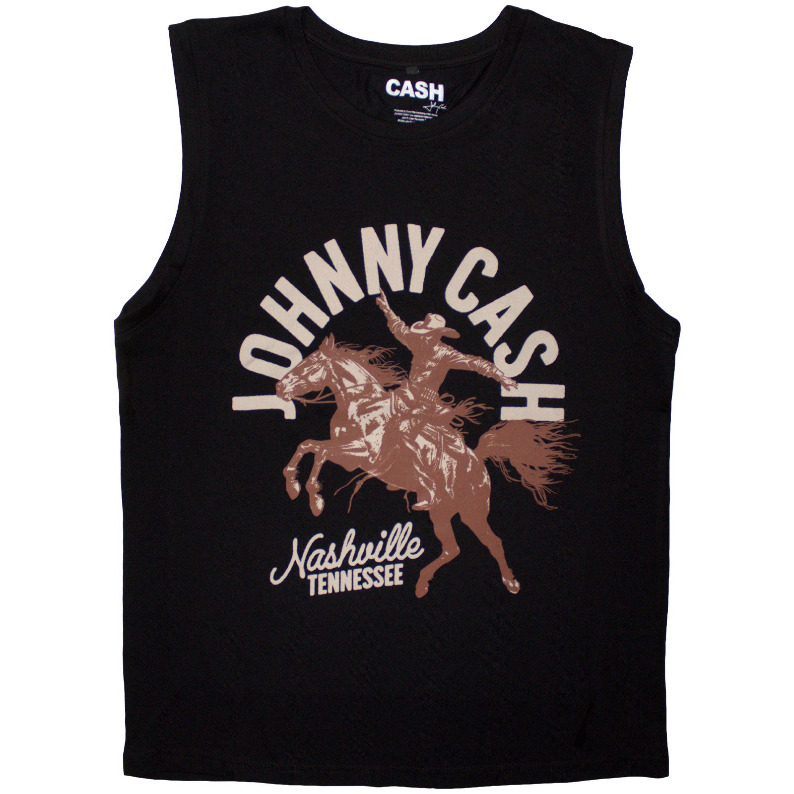 Johnny Cash Unisex Tank T-Shirt: Nashville Concert (Black)