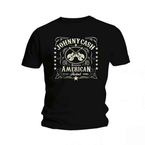 Johnny Cash Unisex T-Shirt: American Rebel 1 (Black)